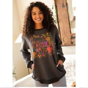 Natural Life Sweatshirt Green Life Is Beautiful Pockets Fleece Cozy